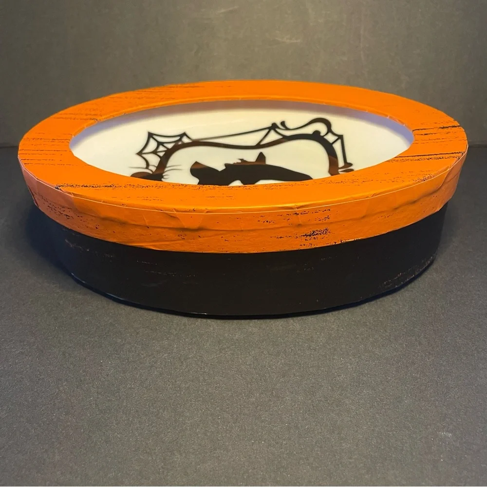 Crate & Barrel Halloween Appetizer Plates Oval Set of 4 Witch Silhouettes